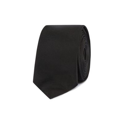 Black plain skinny tie